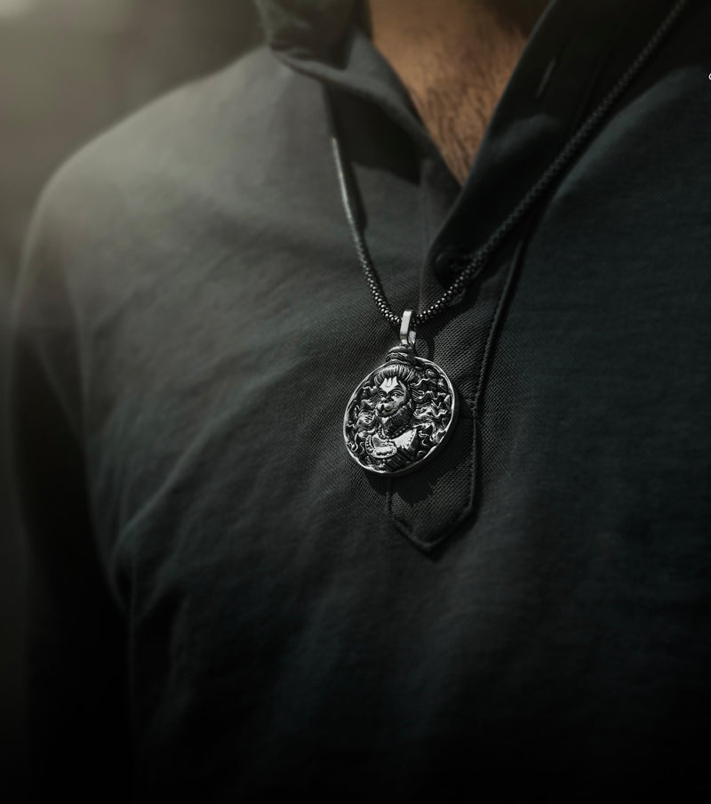 Premium Men's Silver Chain with Hanuman Pendant